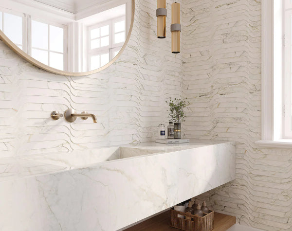 Bathroom | Apuano Oro Stream Porcelain Tile