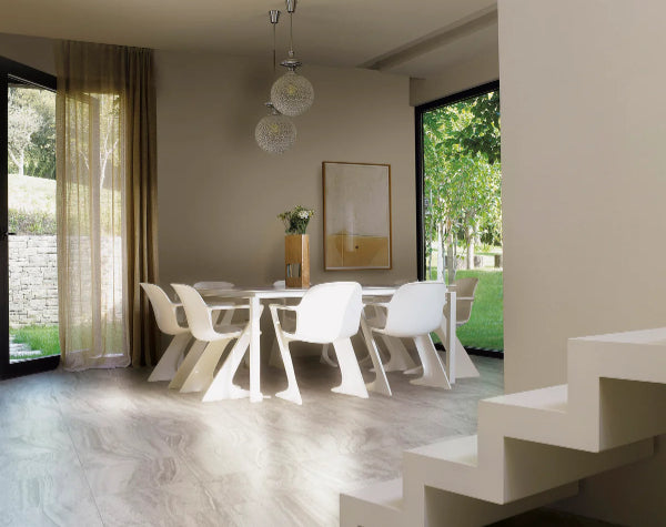 Dining Room | Roccia Di Roma Silver Porcelain Tile