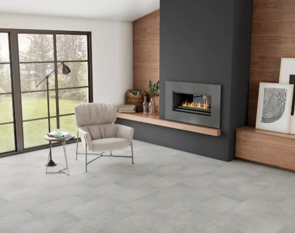 Living Room | St Croix Pewter Porcelain Tile