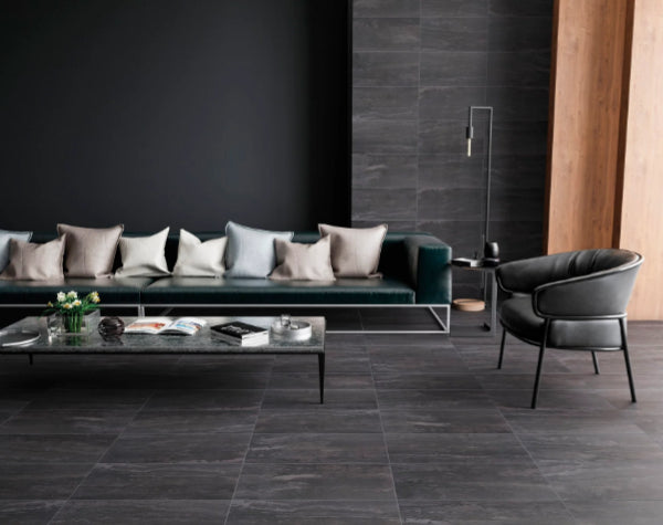 Living Room | Tivoli Charcoal Porcelain Tile