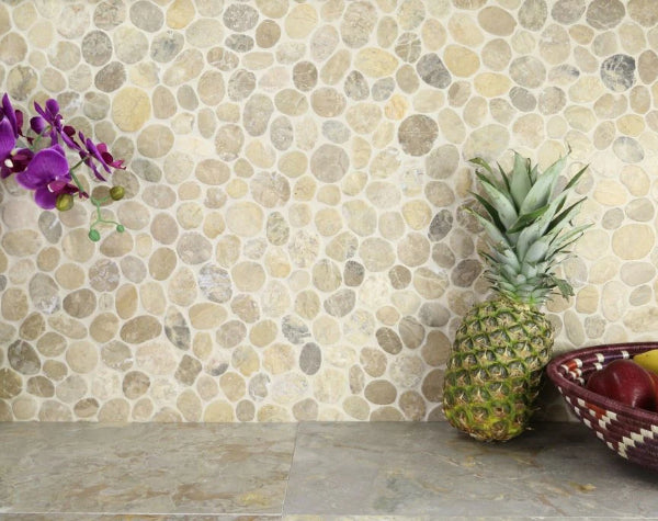 Tan Marble Cobbles Mosaic Hawaii Stone Imports