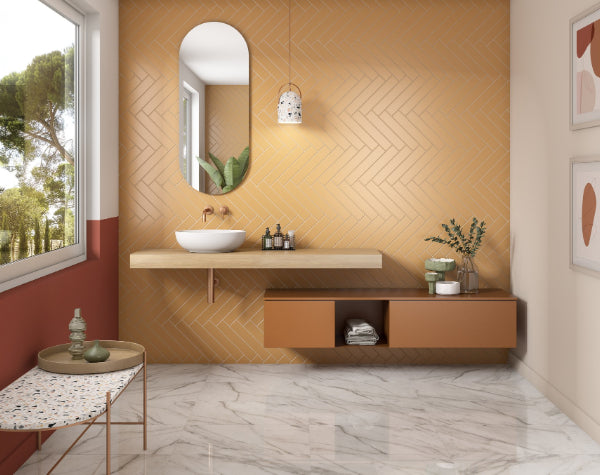 Bathroom | Marmi Classico Golden Calacata Porcelain Tile