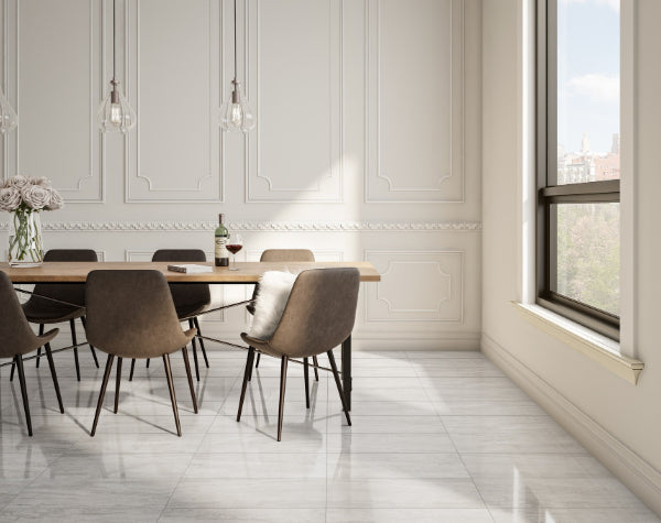 Dining Room | Tivoli Silver Porcelain Tile