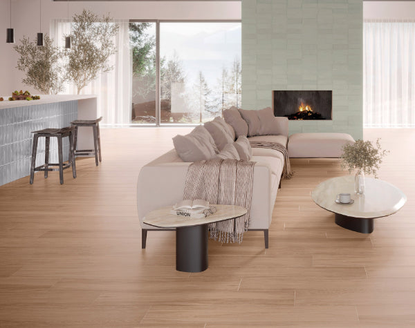 Living Room | Architech Oak Natural Porcelain Tile