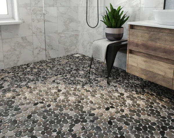 Bathroom | Grey Marble Cobbles Mosaic