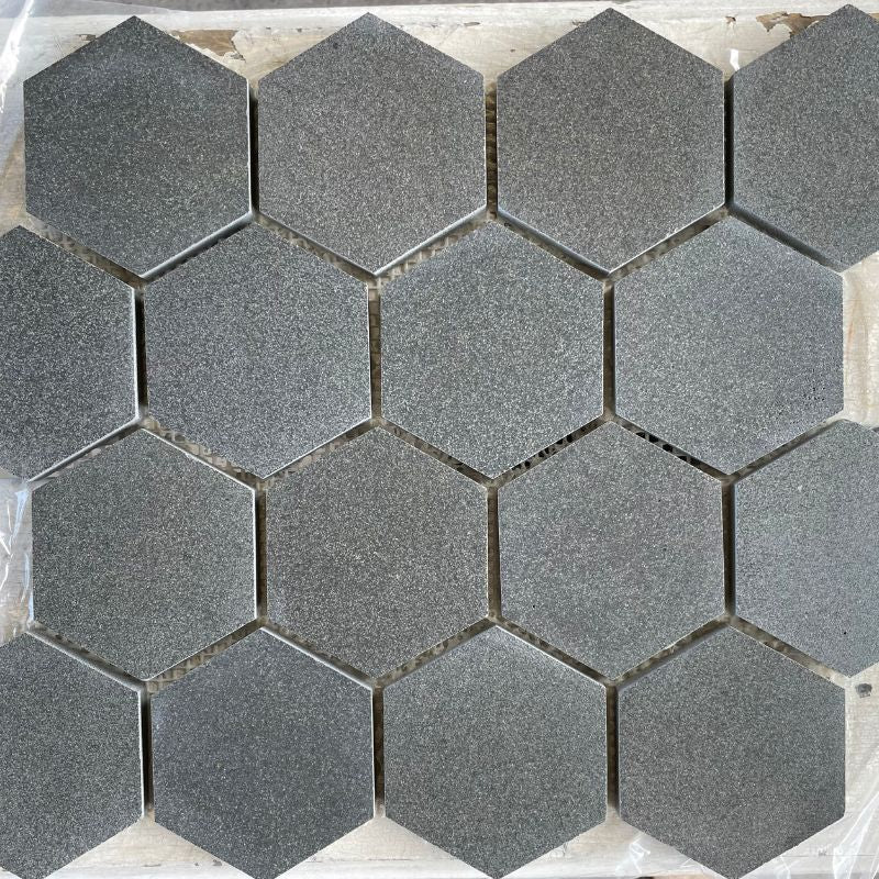 Solid Lava Grey Basalt Mosaic Hawaii Stone Imports