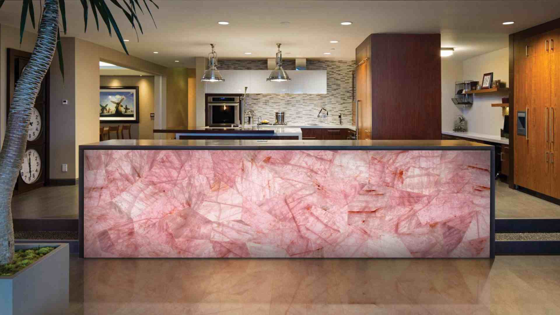 Rose Crystal Quartz Slab Hawaii Stone Imports