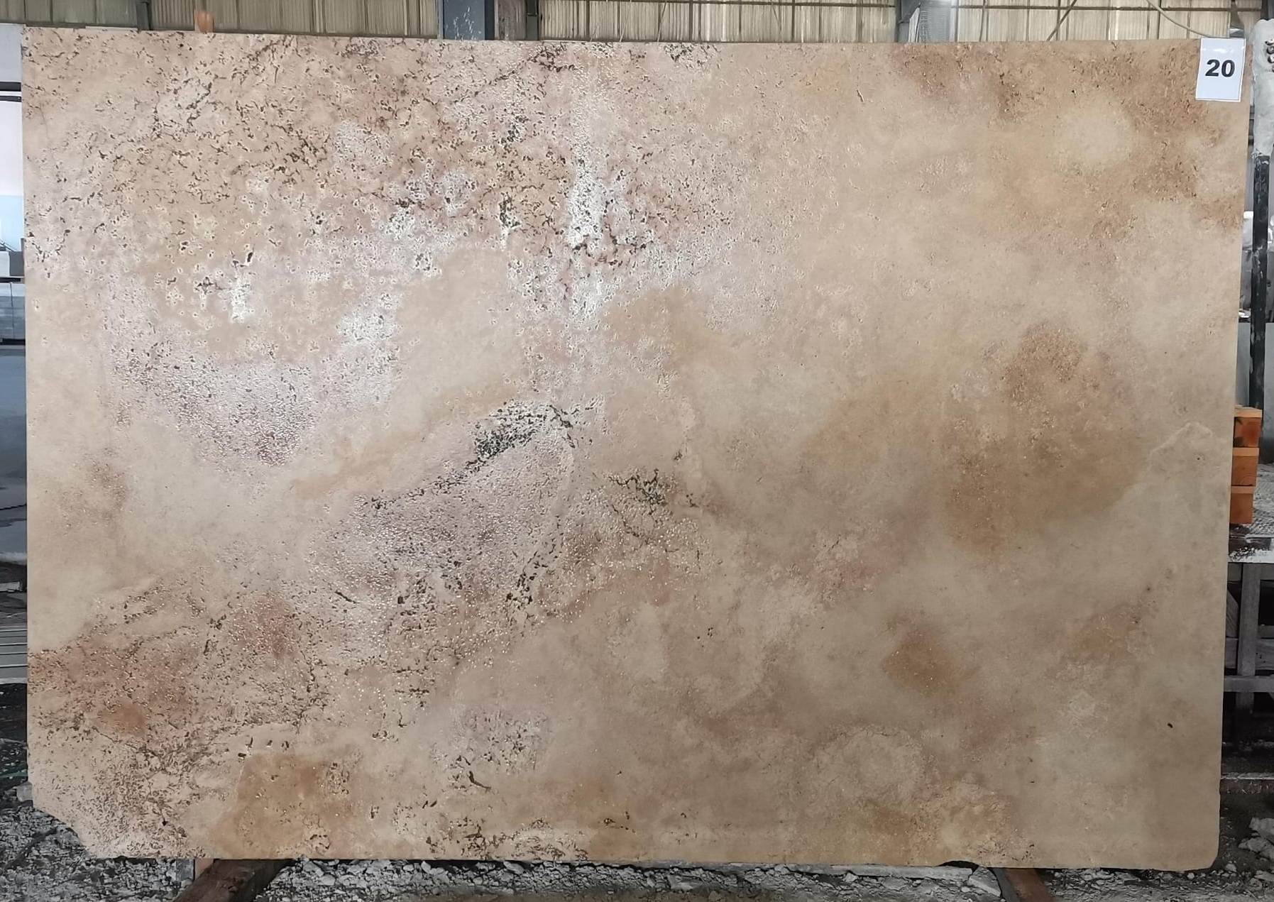 LIGHT WALNUT Travertine Brushed-Unfilled Slab