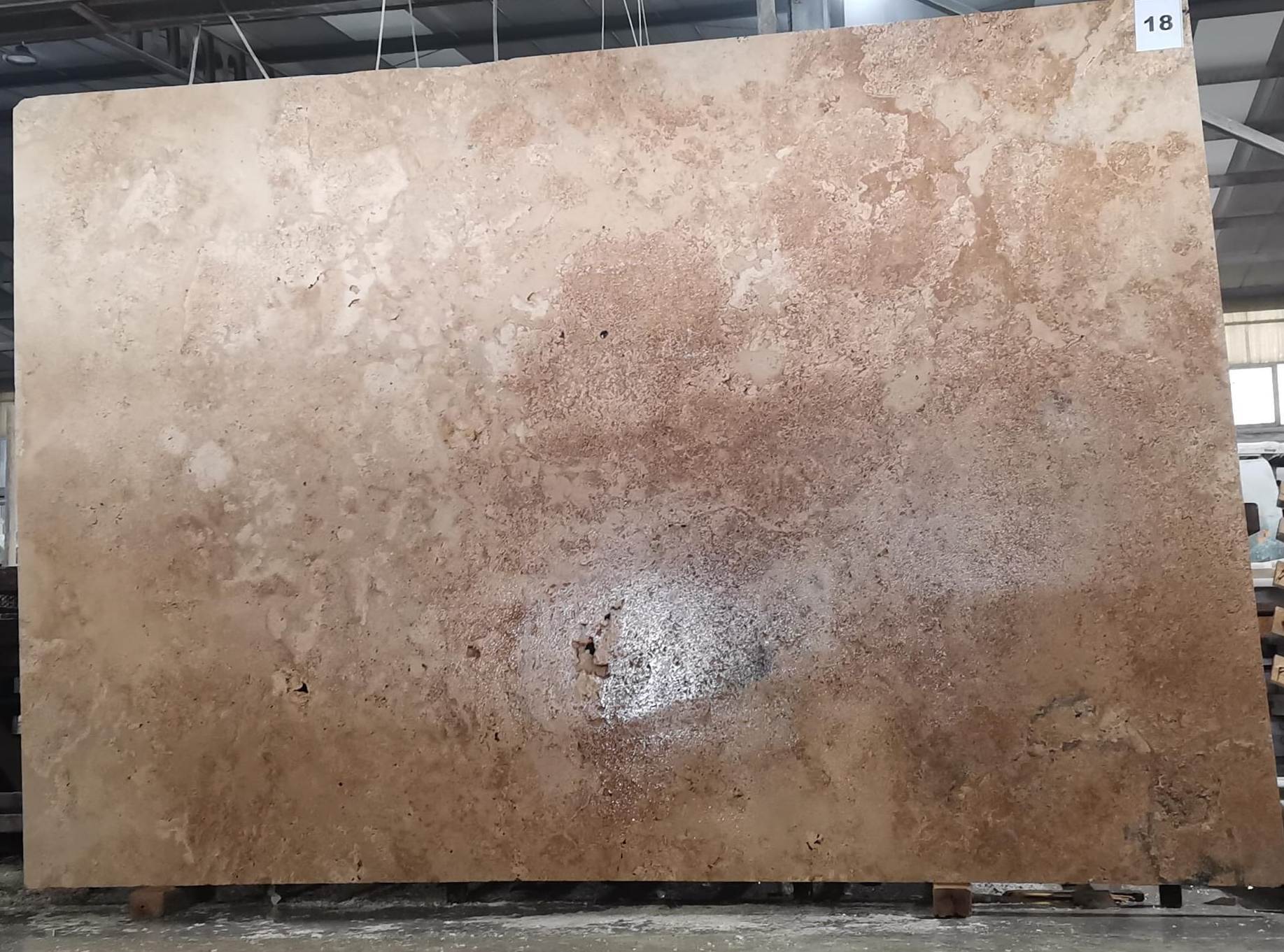 LIGHT WALNUT Travertine Brushed-Unfilled Slab