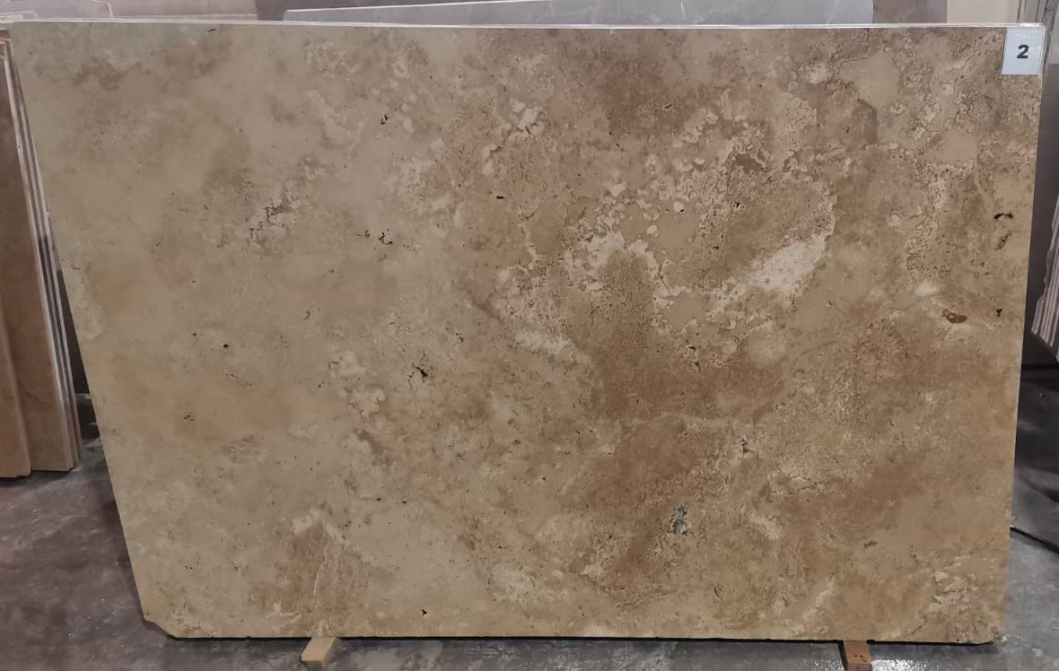 LIGHT WALNUT Travertine Brushed-Unfilled Slab