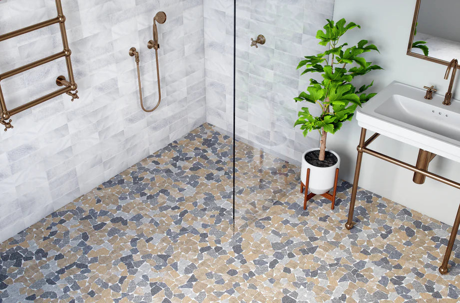 TAN & GREY MARBLE MIX, RANDOM TILE